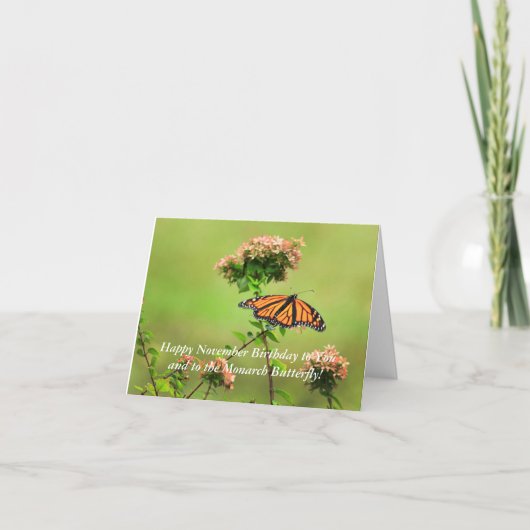November Monarch Butterfly Birthday Card Kaart (Voorkant)