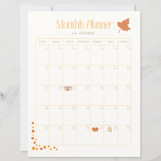 November Monthly Planner (Voorkant)
