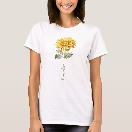 November Mum Geboorte Maand Bloem T-shirt (Voorkant)