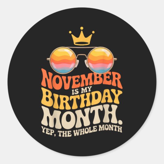 November My Birthday For New Year 2026  Ronde Sticker (Voorkant)
