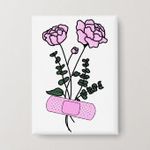 November Peony Flower Bandaid Button (Voorkant)