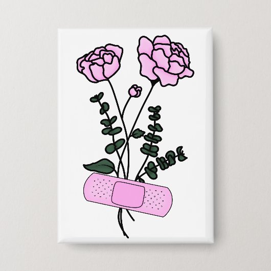November Peony Flower Bandaid Button (Voorkant)