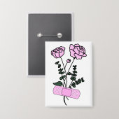 November Peony Flower Bandaid Button (Voorkant / Achterkant)