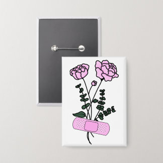 November Peony Flower Bandaid Button