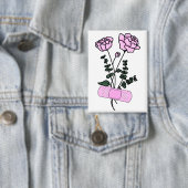 November Peony Flower Bandaid Button (Insitu)