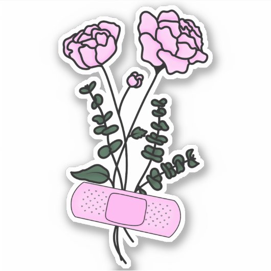 November Peony Flower Bandaid Sticker (Voorkant)