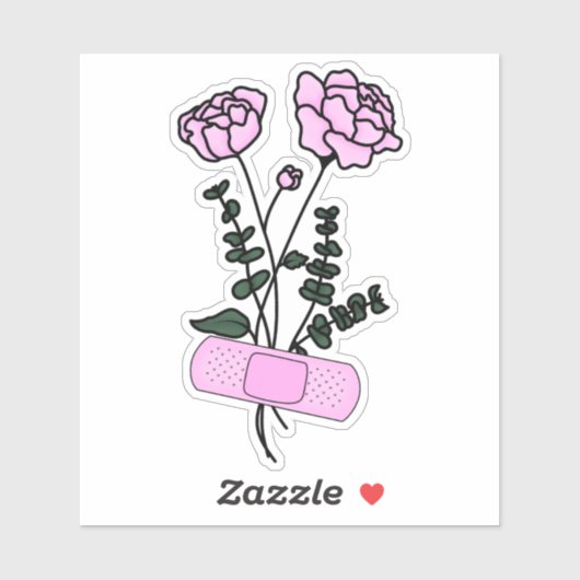 November Peony Flower Bandaid Sticker (Vel)