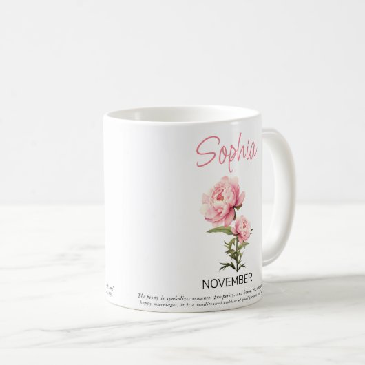 November Persoonlijke Geboortebloem Koffiemok (Voorkant rechts)