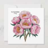 November Pioen Bloom - Gepersonaliseerd verjaardag Kaart (Voorkant)