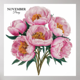 November Pioen Bloom - Gepersonaliseerd verjaardag Poster