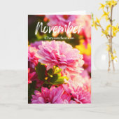 November Roze Chrysant Geboren Maand Bloem Kaart (Gele Bloem)