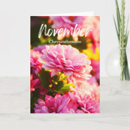 November Roze Chrysant Geboren Maand Bloem Kaart