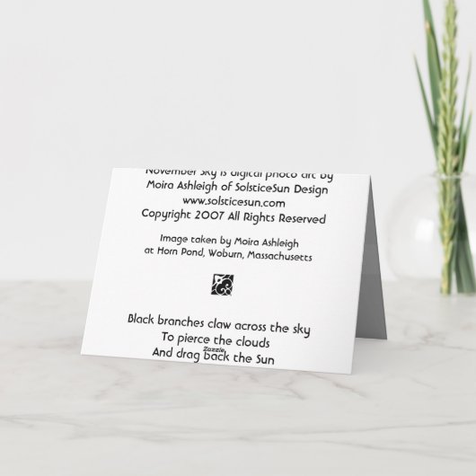 November Sky Kaart (Achterkant)