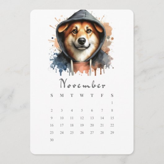 November Stand-alone Kalender Hond Splash Art Menu (Voorkant)