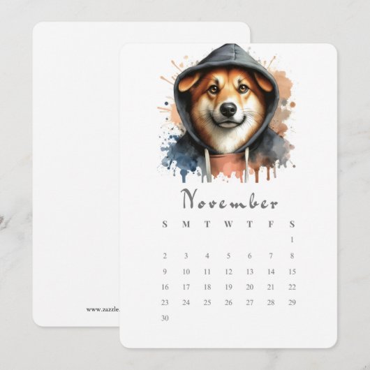 November Stand-alone Kalender Hond Splash Art Menu (Voorkant / Achterkant)