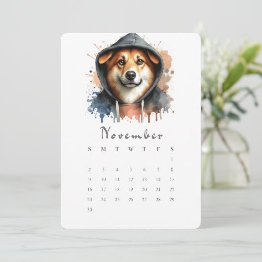 November Stand-alone Kalender Hond Splash Art Menu (Staand voorkant)