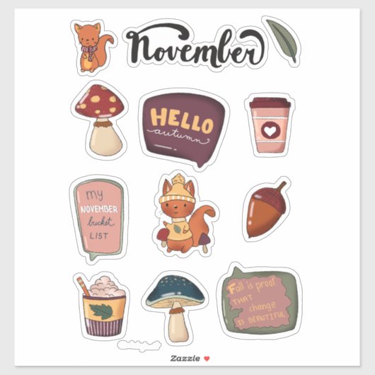 November Sticker Sheet - Squirrels & Cozy Moments (Vel)