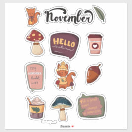 November stickerblad - Eekhoorns & gezellige momen Sticker