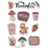 November stickerblad - Eekhoorns & gezellige momen Sticker (Voorkant)