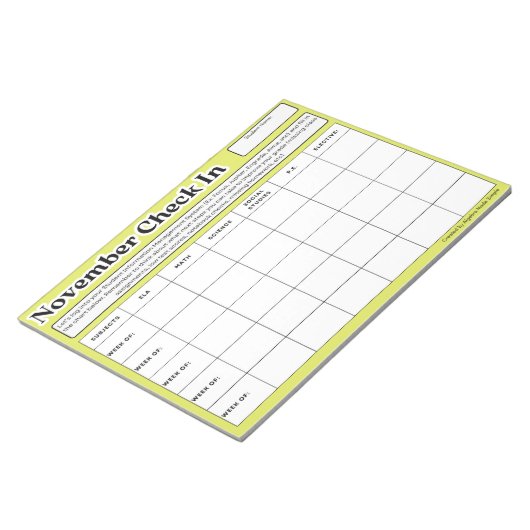 November Student Check in de wekelijkse Grade Prog Notitieblok (Schuin)