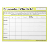 November Student Check in de wekelijkse Grade Prog Notitieblok (Voorkant)