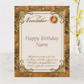 November Topaz Birthstone 8.5x11 Verjaardag Kaart (Gele Bloem)