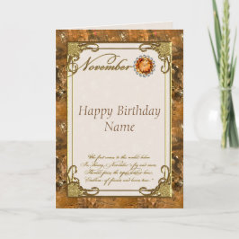 November Topaz Birthstone Birthday Card Kaart