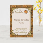 November Topaz Birthstone Birthday Card Kaart (Gele Bloem)