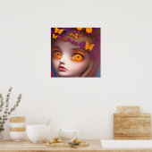 November Topaz Eyes Birthstone Butterfly Girl Poster (Keuken)