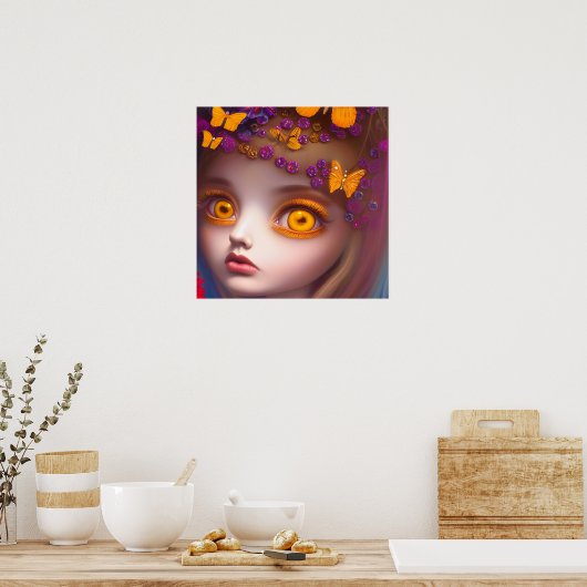November Topaz Eyes Birthstone Butterfly Girl Poster (Keuken)