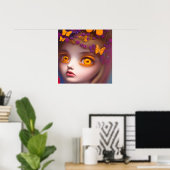 November Topaz Eyes Birthstone Butterfly Girl Poster (Thuiskantoor)