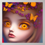 November Topaz Eyes Birthstone Butterfly Girl Poster (Voorkant)