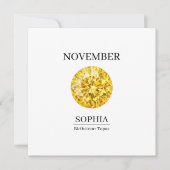 November Topaz Personalized Birthday Kaart (Voorkant)