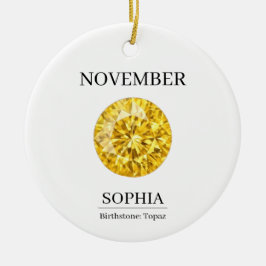 November Topaz Persoonlijke Verjaardag Keramisch Ornament