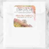 November Verborgen juwelenkaartenlabel Vierkante Sticker (Tas)