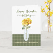 November Verjaardag Chrysanthemum Geboorte Maand B Kaart (Gele Bloem)
