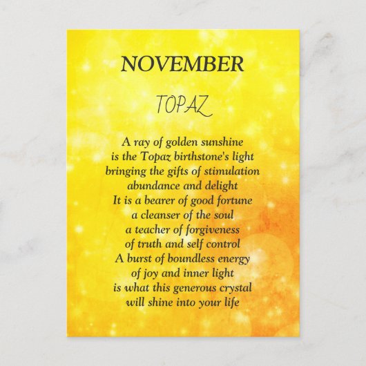 November verjaardag geboortesteen Topaas Briefkaart (Voorkant)
