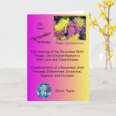 November Verjaardag Kaart - Chrysanthemum en Topaz (Gele Bloem)