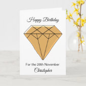 November Verjaardag Kaart - Topaz (Gele Bloem)