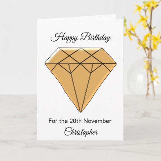 November Verjaardag Kaart - Topaz (Gele Bloem)