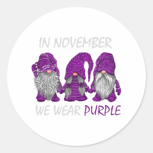 November We Draag Paarse - Alzheimerheimer Awarene Ronde Sticker (Voorkant)