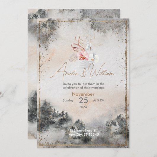 November Wedding Invitation Kaart (Voorkant / Achterkant)
