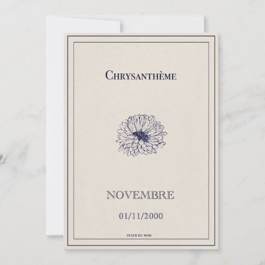 Novemberbloemkaart, chrysanthema feestdagenkaart (Voorkant)