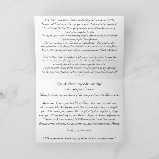 Novena naar Saint Bernadette Kaart (Binnen)