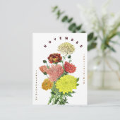 Novermber Maand Bloemen Chrysanthemum Briefkaart (Staand voorkant)