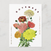 Novermber Maand Bloemen Chrysanthemum Briefkaart (Voorkant)