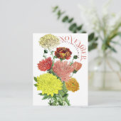 Novermber Maand Bloemen Chrysanthemum Fancy Postca Briefkaart (Staand voorkant)