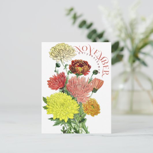 Novermber Maand Bloemen Chrysanthemum Fancy Postca Briefkaart (Staand voorkant)