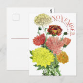 Novermber Maand Bloemen Chrysanthemum Fancy Postca Briefkaart (Voorkant / Achterkant)