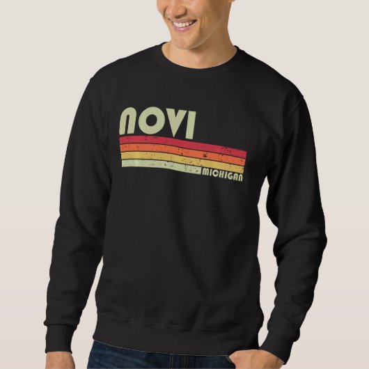 Novi Mi Michigan Funny City Home Roots Retro 70s Trui (Voorkant)